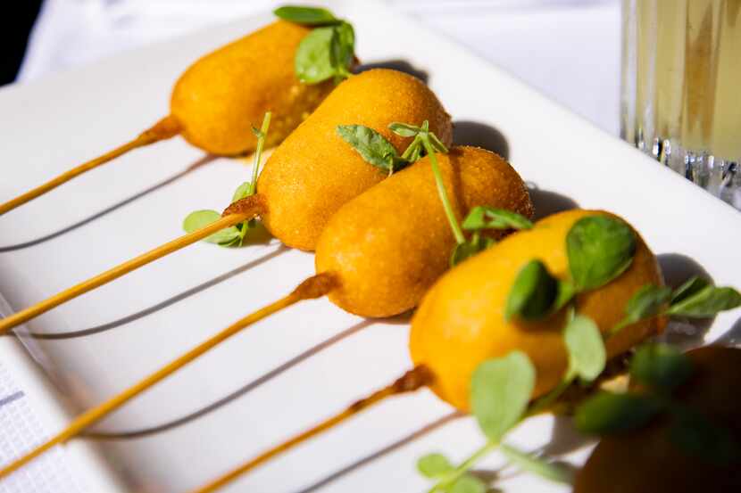 Corn dogs, but make them fancy? At Stillwell’s, inside the new Hotel Swexan, the corny dogs...