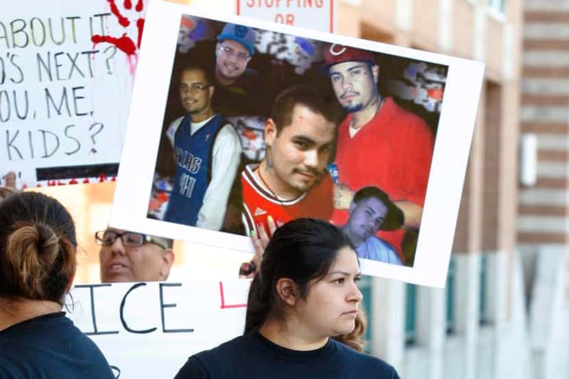 
Rheana Rangel, a cousin of Daniel Brumley, was among demonstrators in Fort Worth on...