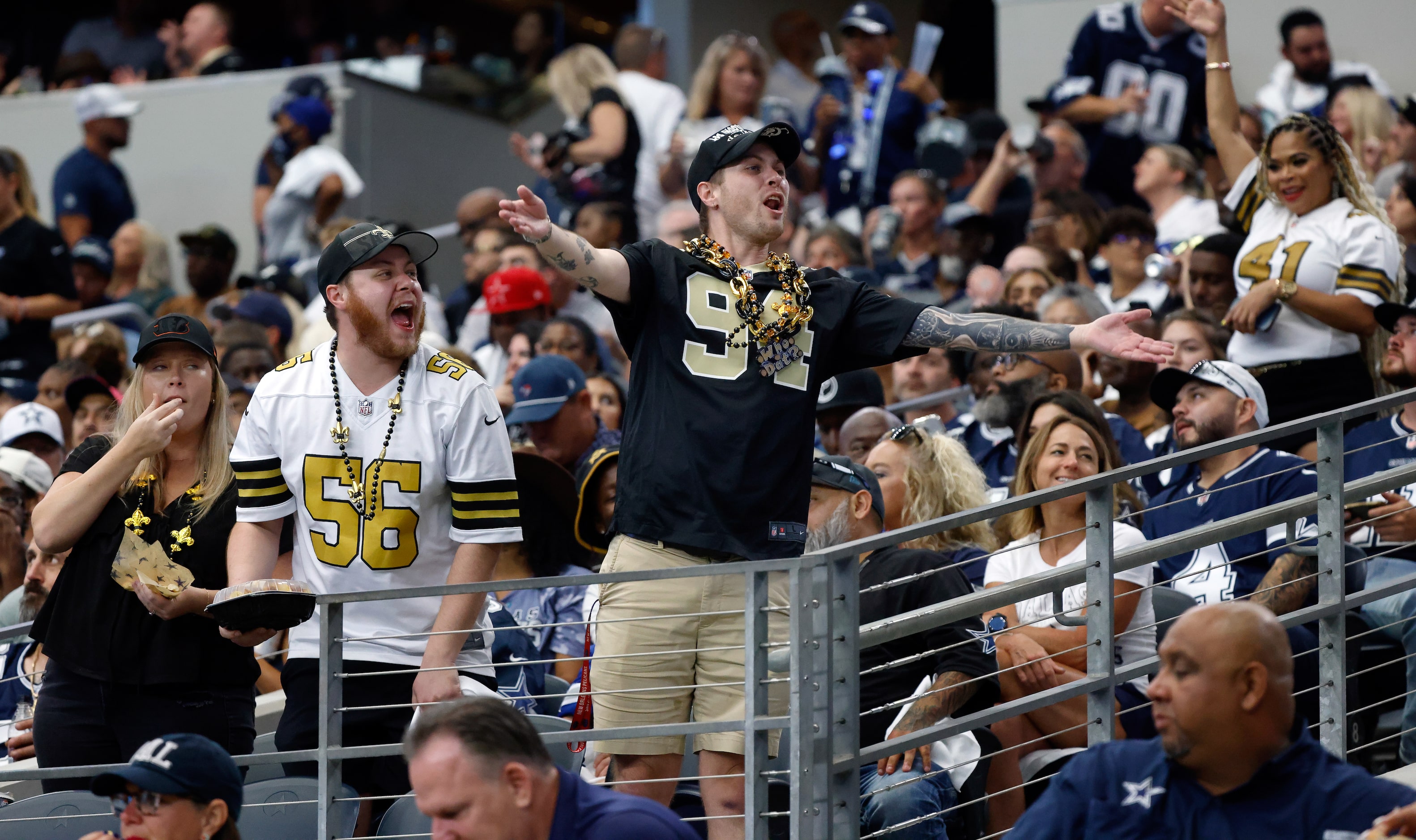 New Orleans Saints fans scream across the stadium as their team had control of the game...