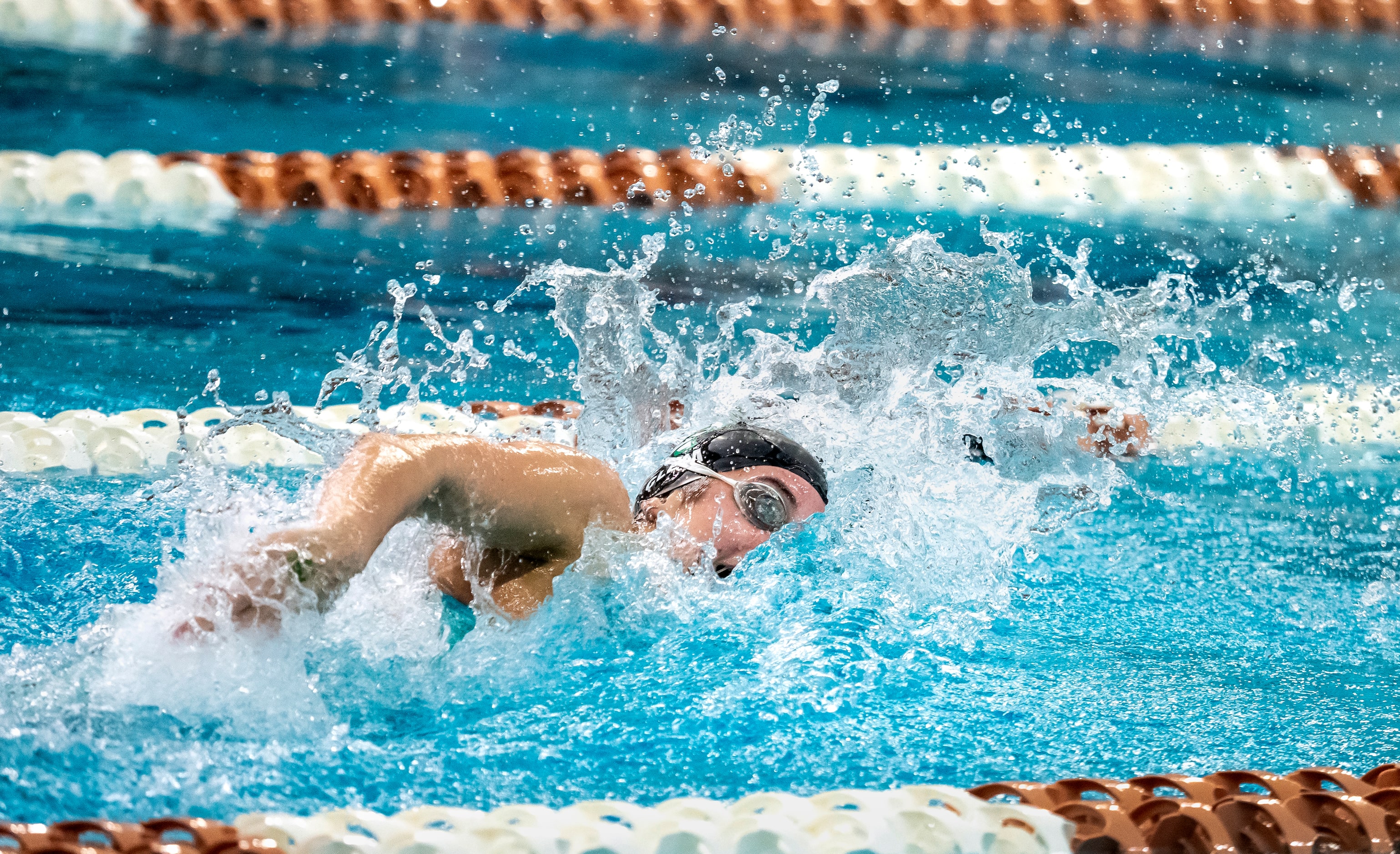 Southlake Carroll's Marin Clem competes in the 200 meter medley relay during the 2023 UIL...