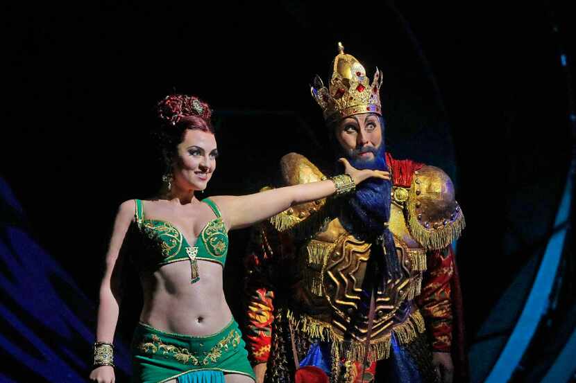 Venera Gimadieva (The Queen Of Shemakha) and Tim Mix (King Dodon) in the Santa Fe Opera's...