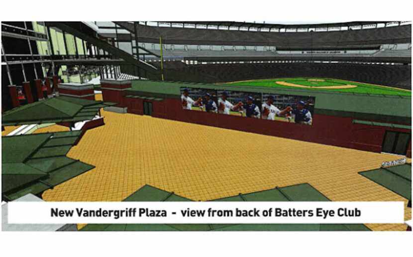 A large video board will be mounted on the back of the Batter’s Eye Club to provide viewing...