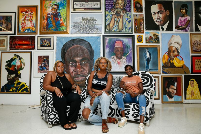 Dominique Symone (from left); Classi Nance, coordinator of In Defense of Black Lives Dallas;...