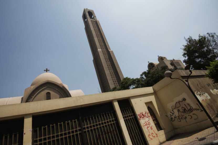 St. Mark's Coptic Orthodox Cathedral, in Cairo, has graffiti sprayed on the walls that reads...