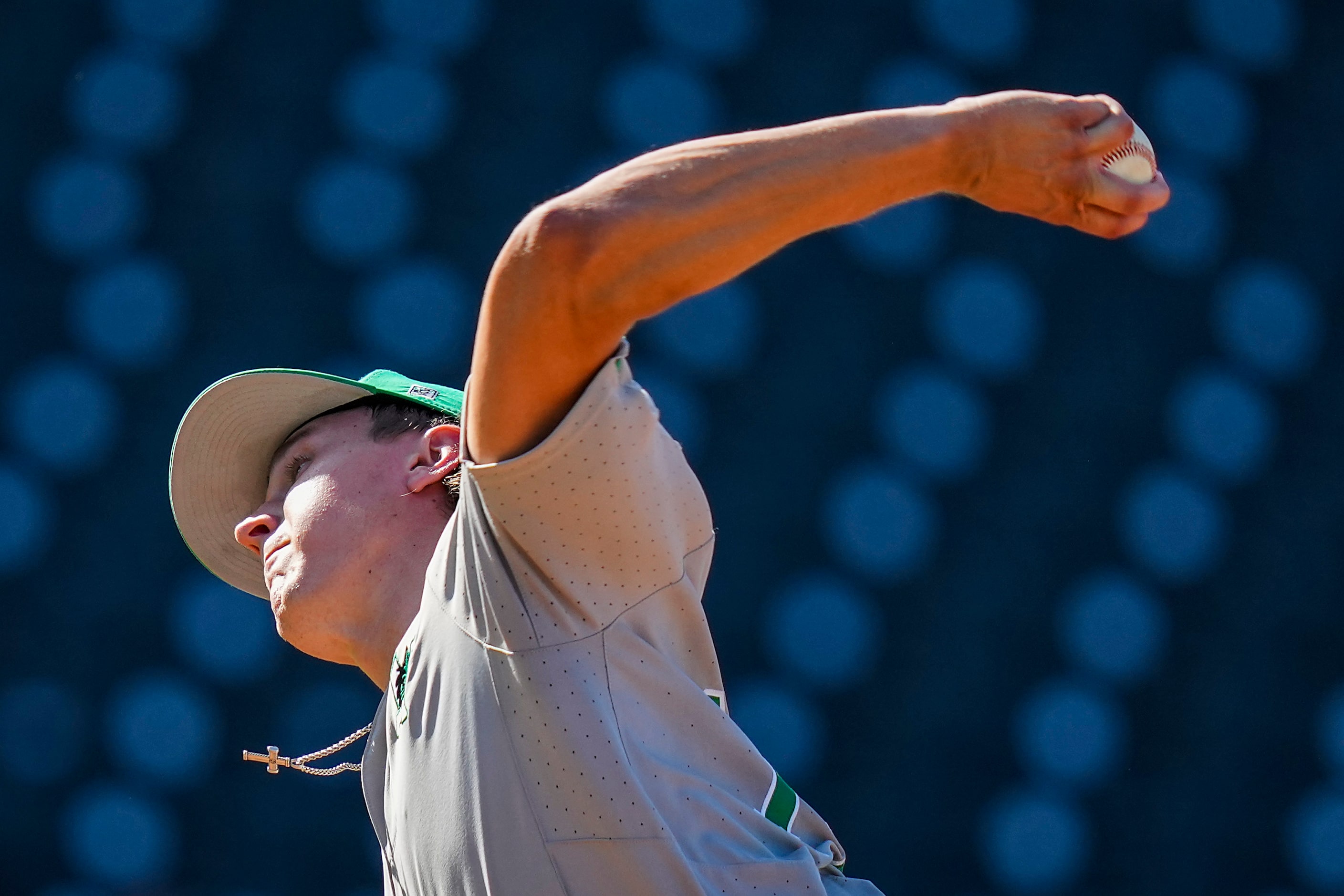 Southlake Carroll pitcher Griffin Herring delivers during the third inning of a UIL 6A...