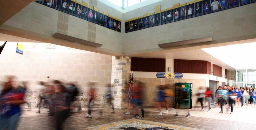 Students walk through during passing period at Sunnyvale High School in Sunnyvale on Aug....