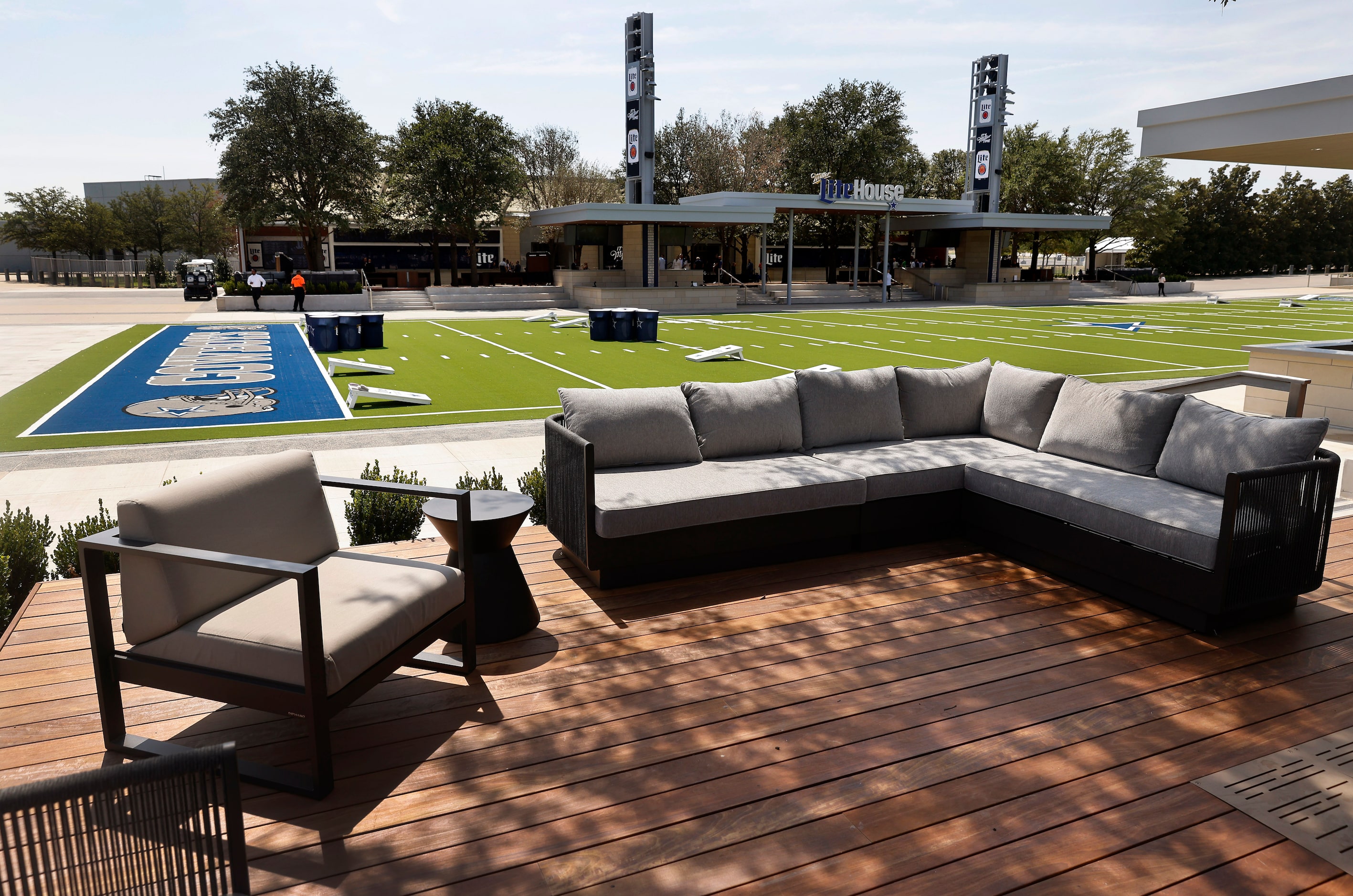 An view of the newly constructed Miller LiteHouse built on the west plaza of AT&T Stadium in...