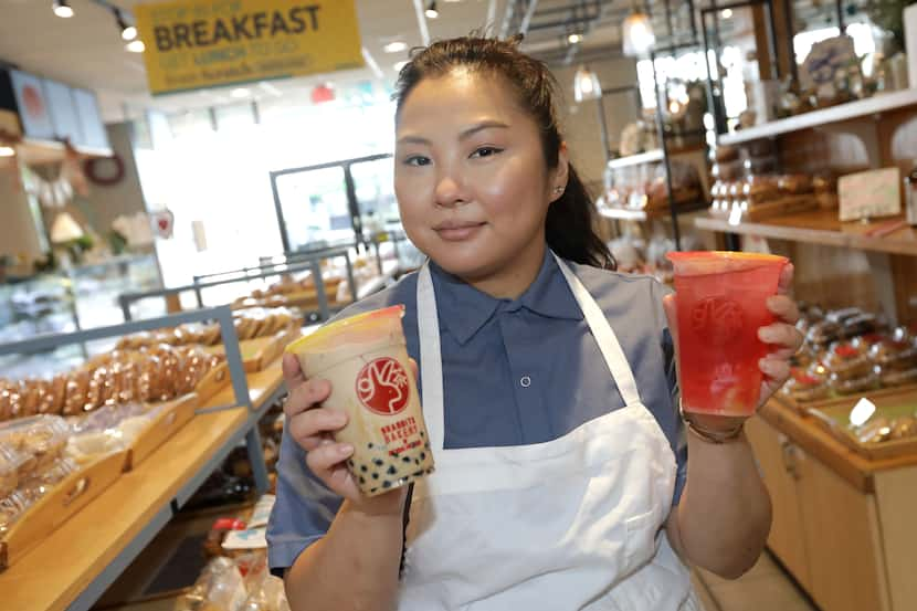 Grace Koo poses for a photograph at 9 Rabbits Bakery and Boba Tea House in Dallas