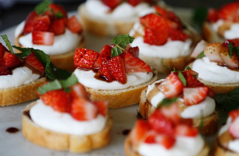 Strawberry Balsamic Whipped Ricotta Crostini