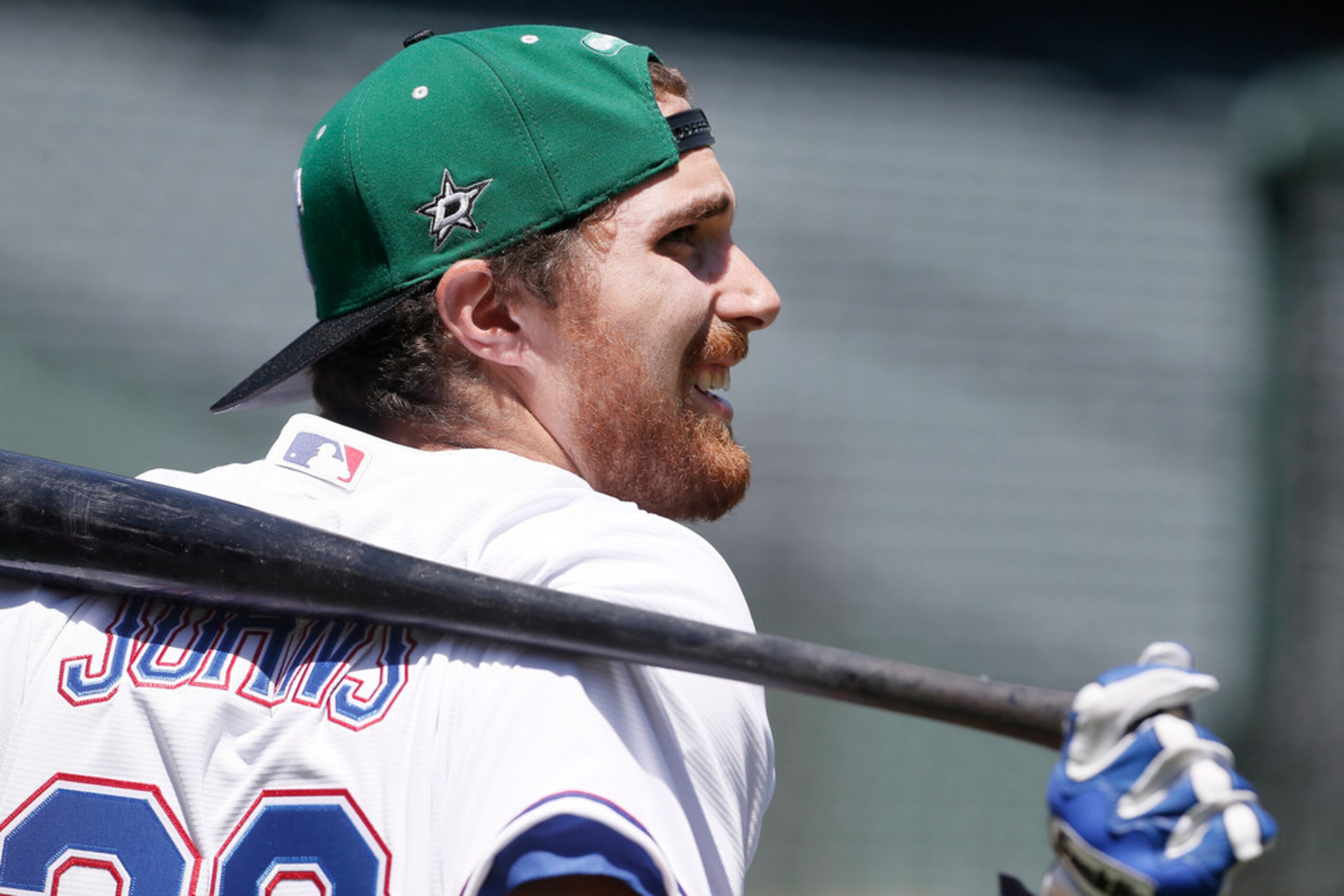 Dallas Stars defenseman Stephen Johns participates in a batting practice with the Texas...