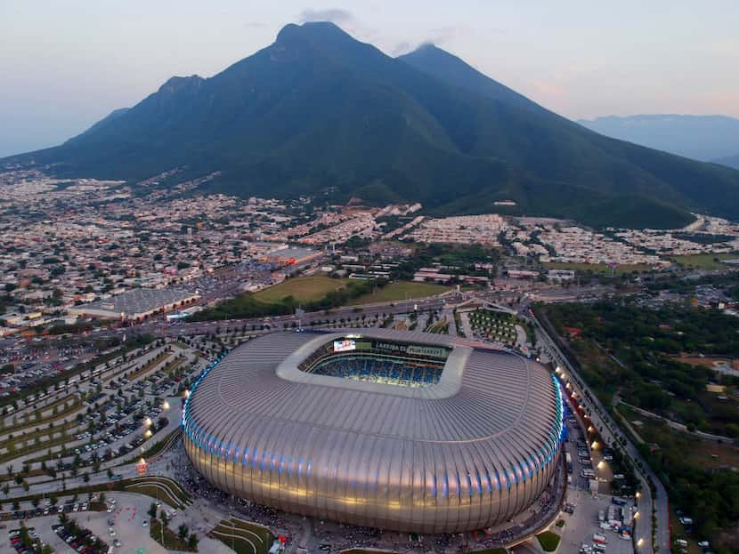 Vista aérea del estadio BBVA Bancomer en Monterrey.