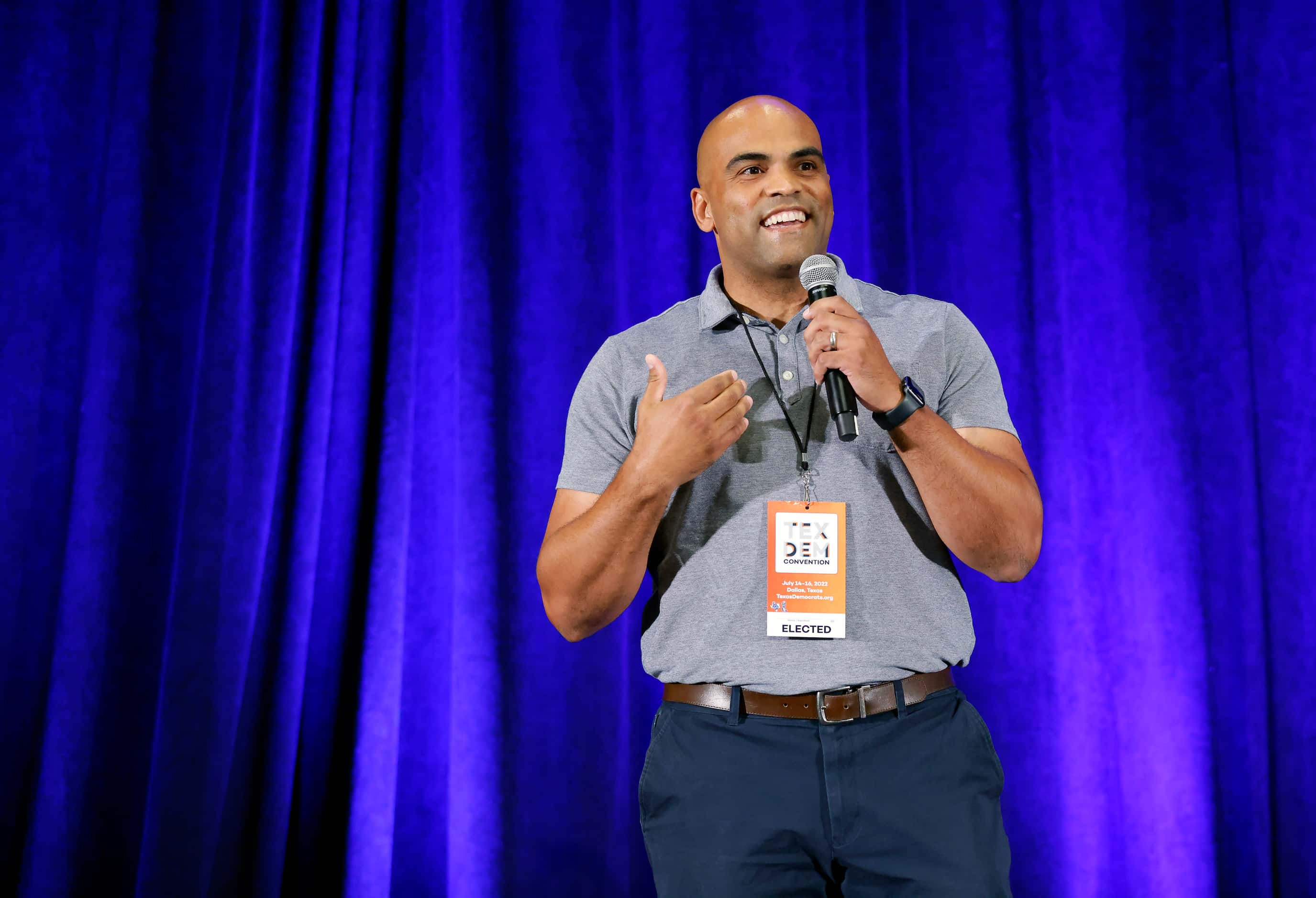 U.S. House Texas District 32 representative Colin Allred spoke to delegates and guests...