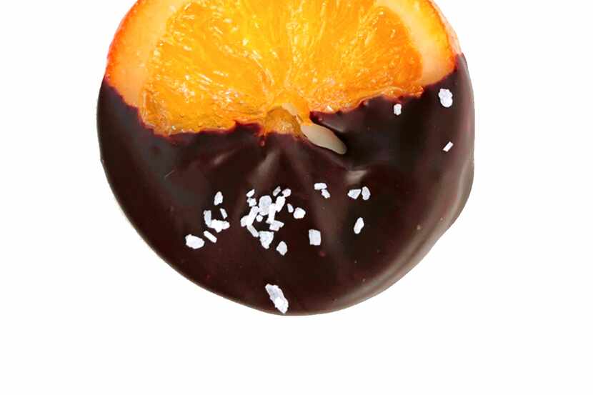 Candied Orange Slices dipped in chocolate from Wild Bakes and Cakes in Frisco