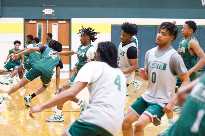 DeSoto High School boys basketball practice in DeSoto on Tuesday, Mar. 7, 2023.