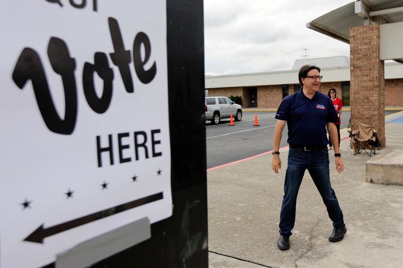 Pete Gallego, the Democratic candidate for  U.S. House, stopped at a polling site on Nov. 8...
