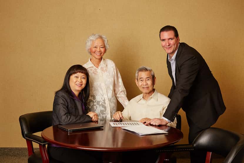 Theresa Motter (left), CEO of Van's Kitchen, with her mother and father, Kim and Van Nguyen,...