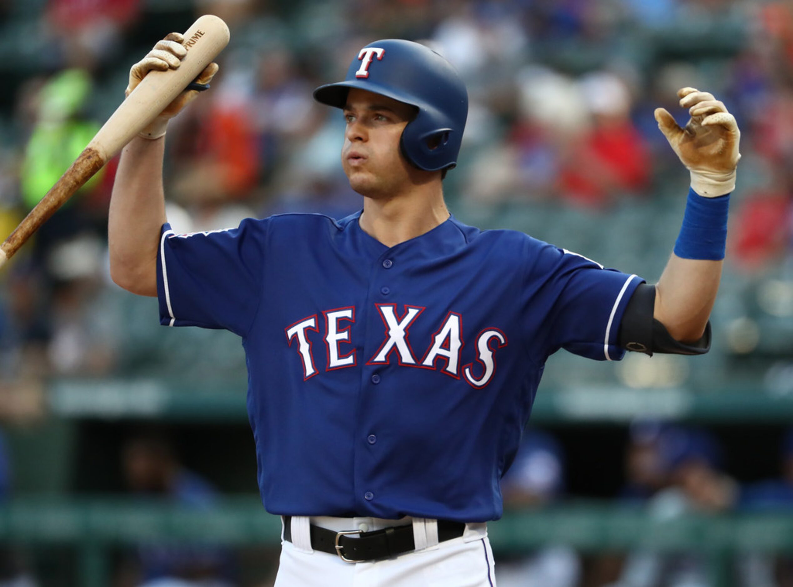 ARLINGTON, TEXAS - AUGUST 21:   Nick Solak #15 of the Texas Rangers during play against the...