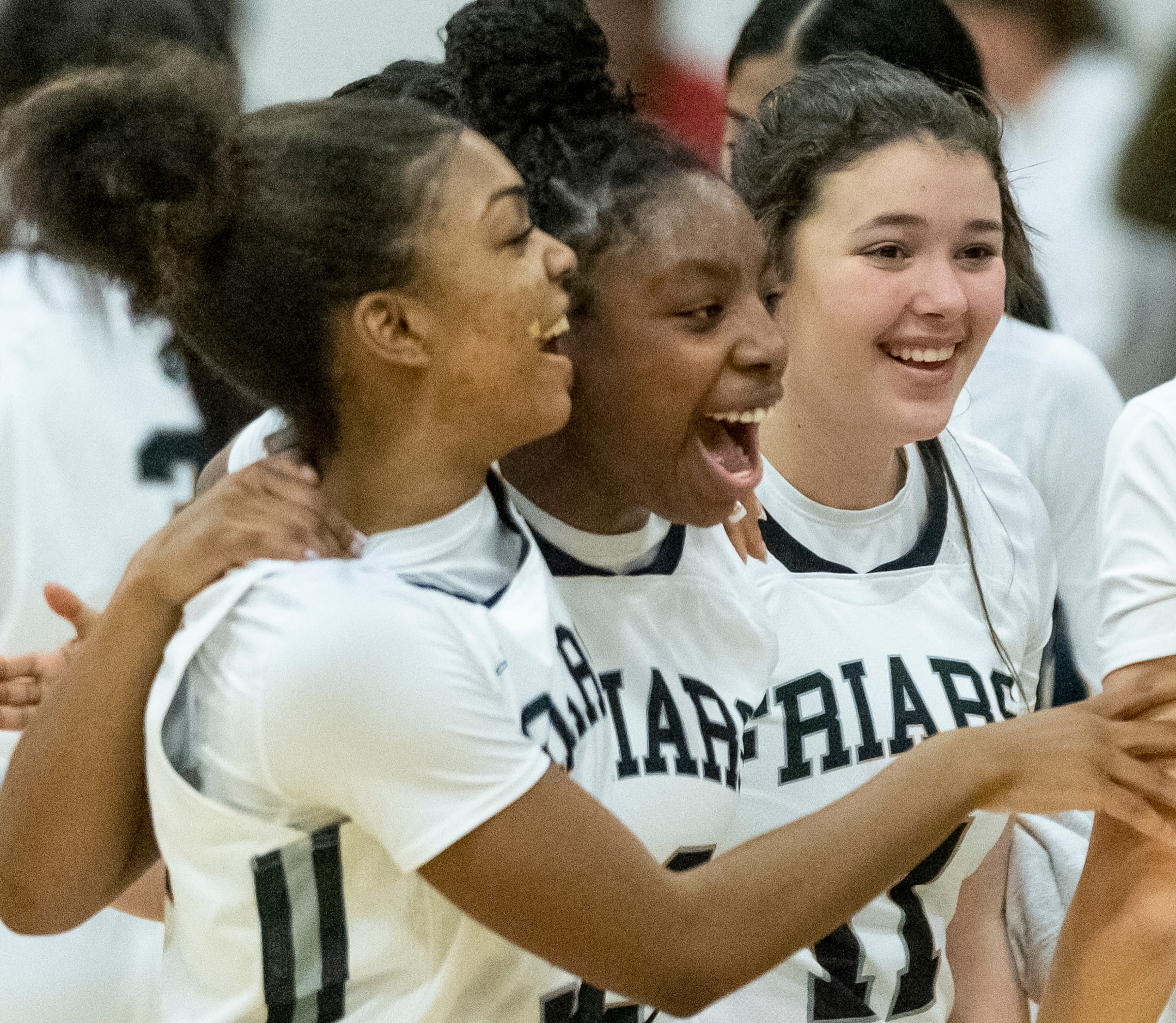 Bishop Lynch High School Natalie Cardenas (3), Bishop Lynch High School Mikah Ford (23) and...