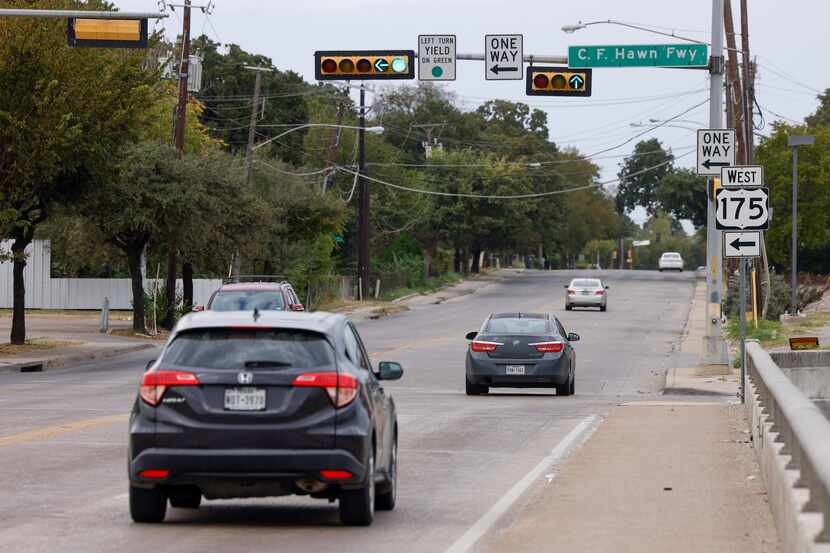 Vehicles travel along St. Augustine Drive near C.F. Hawn Freeway, Tuesday, Oct. 11, 2022 in...