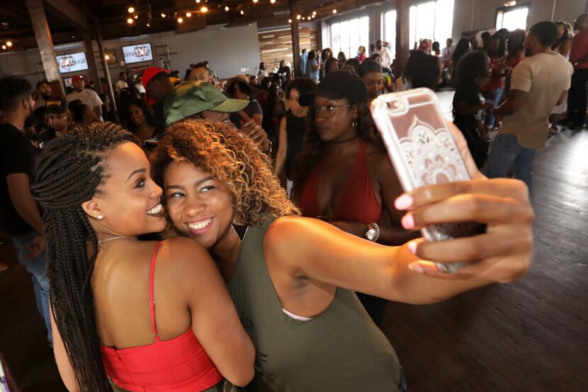 Candace Johnson (left) and Krystle Thomas take a selfie at the Good Culture event Bangers &...