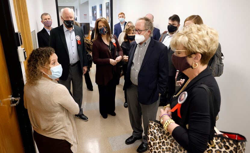 Families of the victims gathered at the Dallas County district attorney's office to watch...