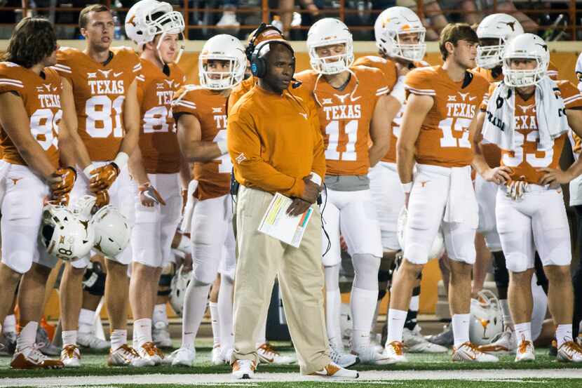Texas head coach Charlie Strong on the sidelines during the final minute of a loss to TCU in...