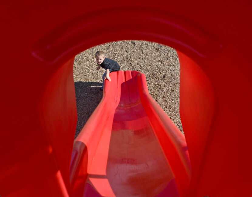 
Luke Evans, 5, plays at Firefighters Park in Sachse. Friends of the Sachse Parks Department...