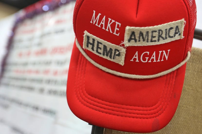 A "Make America Great Again" cap has been altered and put on display at the Texas Hemp...