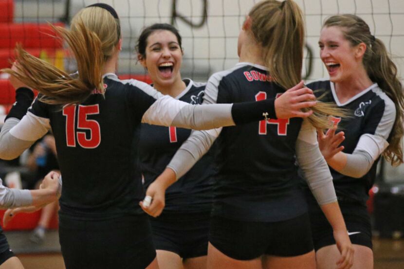 Coppell's Mary Kate Marshall (15), Cathryn Cheek (1), Natalie Gilbert (14) and Laura Hogan...