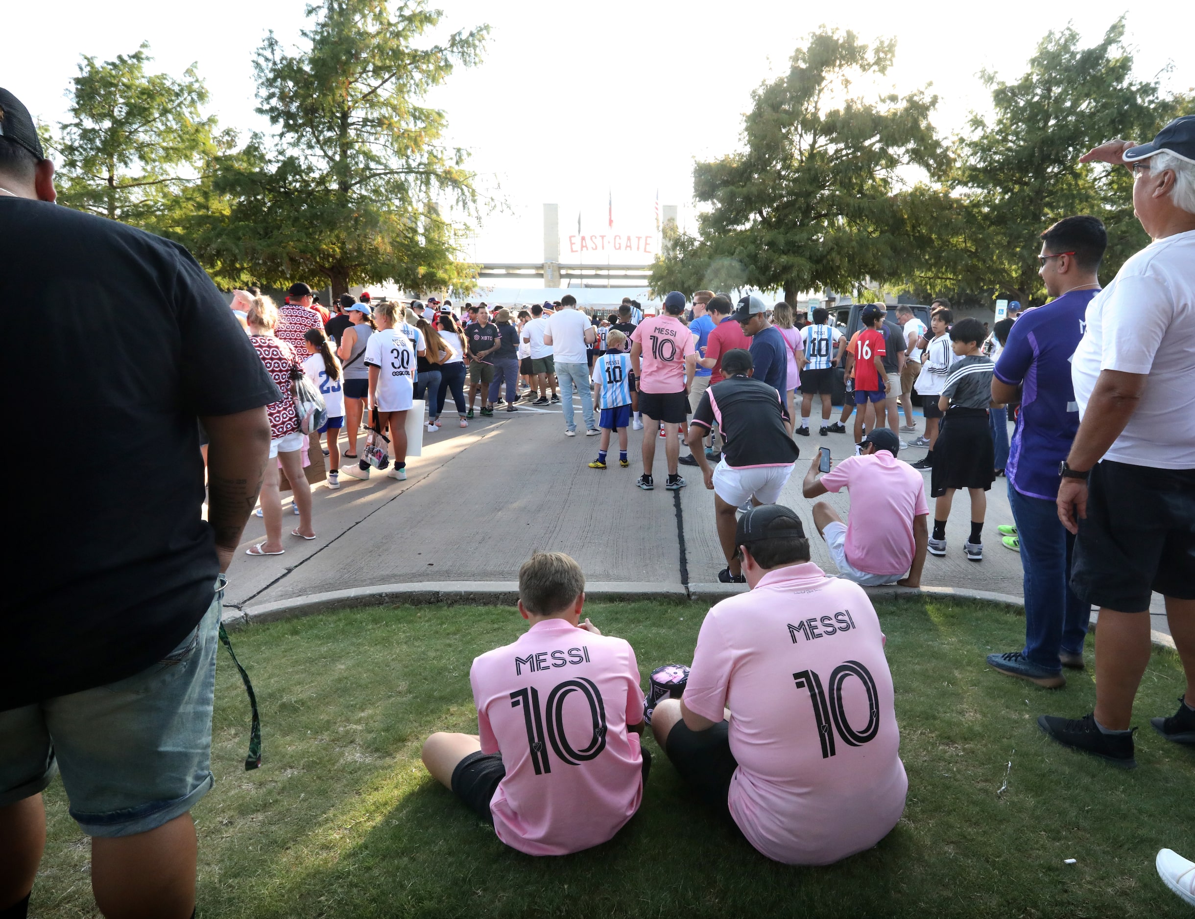 Fans wait for the gates to open for an FC Dallas game at Toyota Stadium in Frisco, TX, on...