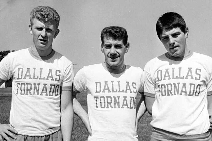Shot May 23, 1967 - Dallas Tornado - soccer team / from left: Finn Seeman, Billy Hainey,...