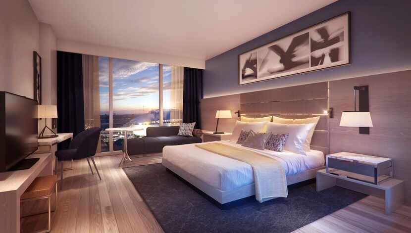 A rendering of a proposed hotel room in Live! by Loews, a $150 million complex that will be...