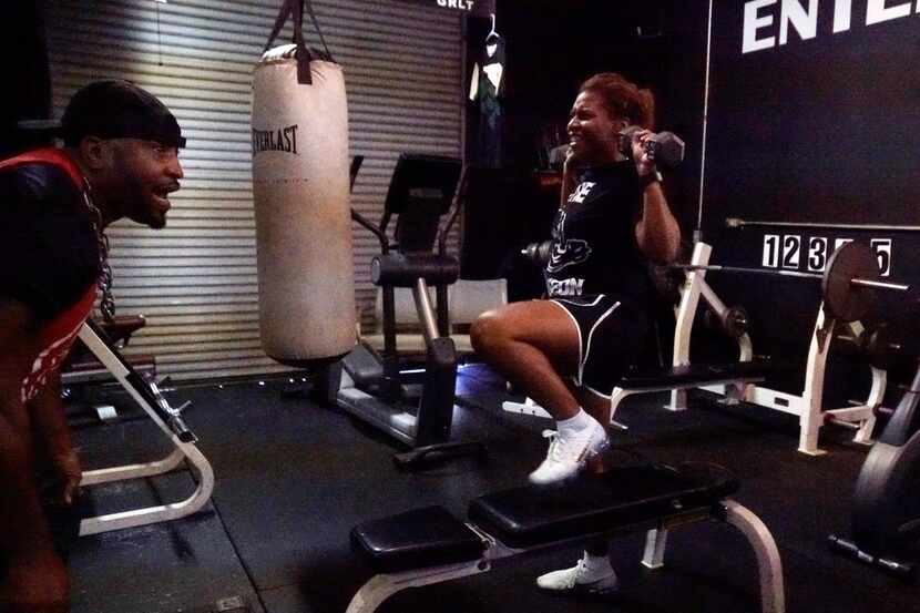 Lisa Terrell does a Power Cardio Workout with coach Bertram Lawrence Sr. at his gym, The...