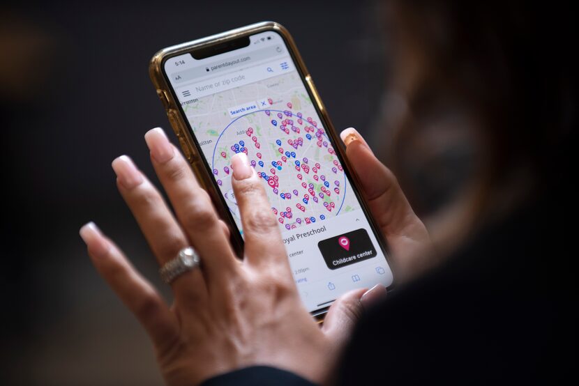 Jessica Perno's Parent Day Out app displays a map with licensed day cares. 