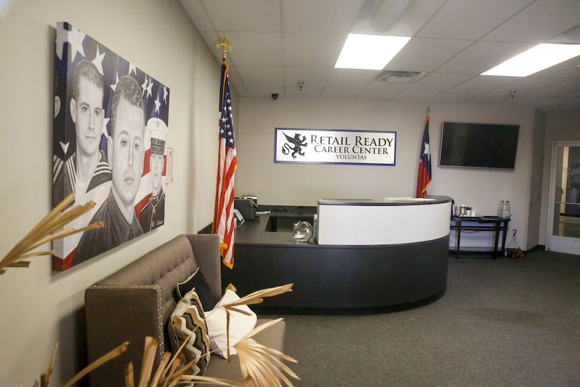 The lobby of the Retail Ready Career Center sits empty and frozen in time just as it was...