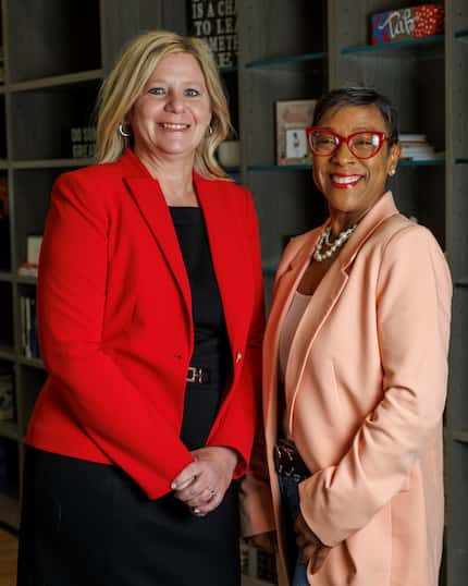 Richardson Superintendent Tabitha Branum and RISD board chair Regina Harris in Branum's...