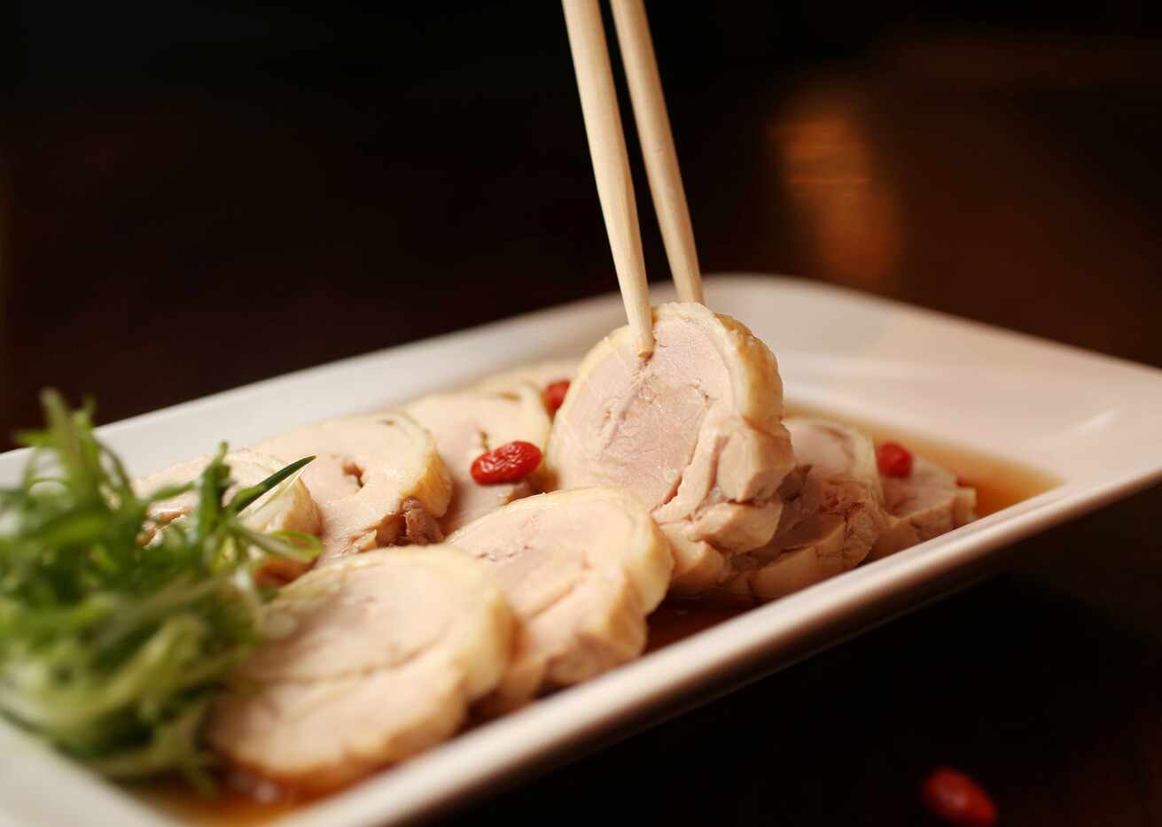 Drunken chicken, an appetizer at Wue Wei Din Chinese Cuisine, a Taiwanese restaurant in...