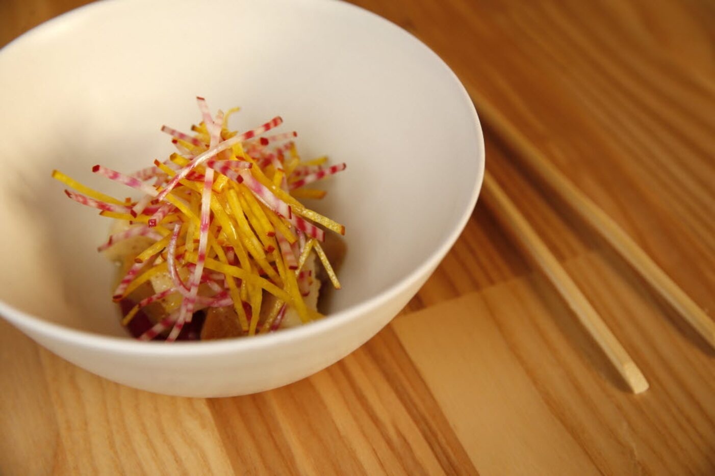 Brown butter beets with Asian pear and candystripe beets at Top Knot