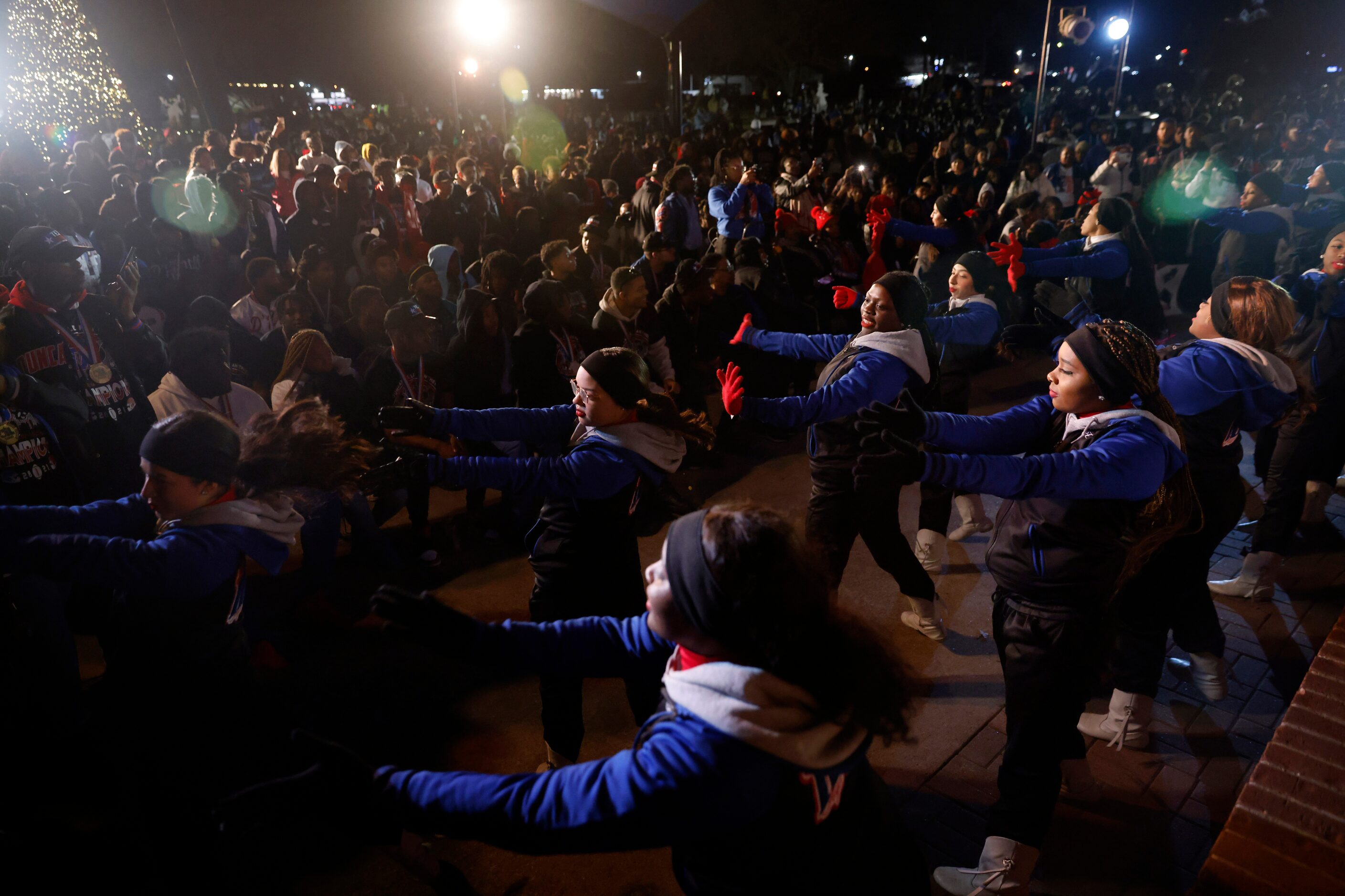 The Duncanville High High Hats dance team performs during a ceremony honoring Duncanville...