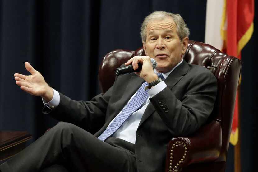 Former President George W. Bush discusses his new book "41: A Portrait of My Father" at his...