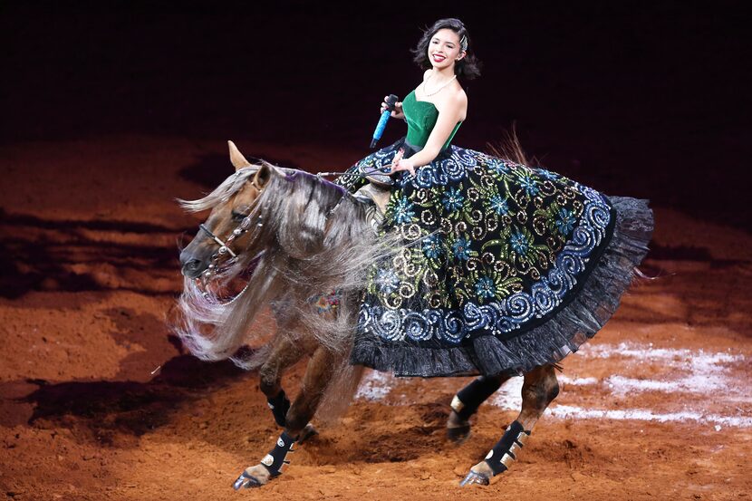 DALLAS, TX - OCTOBER 24: Singer Angela Aguilar performs on stage during the "Jaripeo Sin...