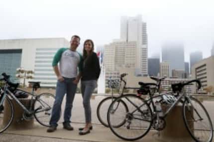  Dallas' Bicycle Transportation Manager Jared White and Haire in front of Dallas City Hall...