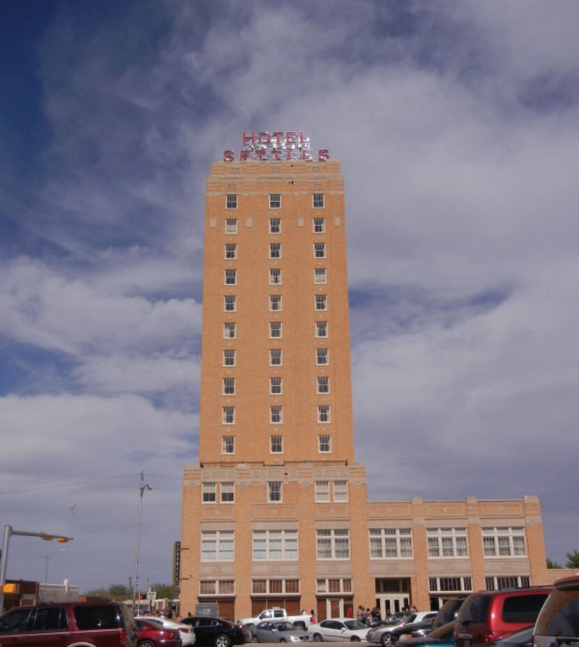 Hotel Settles stands tall in the flat landscape of Big Spring, Texas.