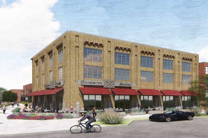 Columbus Realty's downtown McKinney apartment project will include a retail plaza at the...