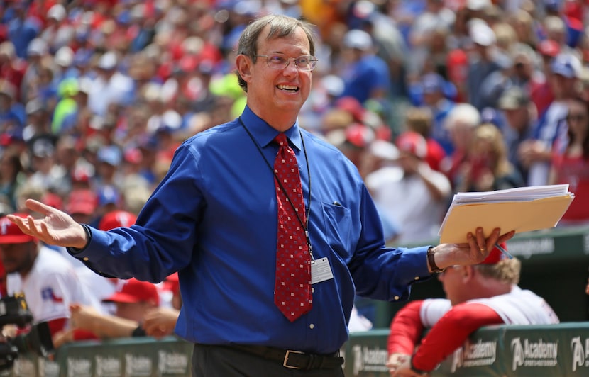 Texas Rangers vice president of media relations John Blake is pictured during the Houston...