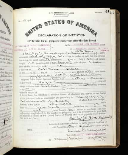 Victor Semos' official naturalization papers dated 1924. Birth month and day vary, and the...