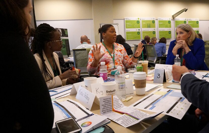 Columbia-Brazoria ISD principal Dawn Thomas talks to her group about challenges she's facing...