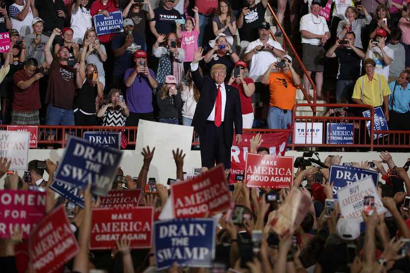 President Donald Trump acknowledged supporters during a "Make America Great Again Rally" at...