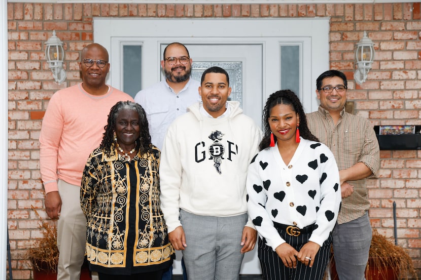 From left, Oliver Black, Lenora Casmore, Jose Mejia, Chris and Lauren Lewis, and Paul Molina...