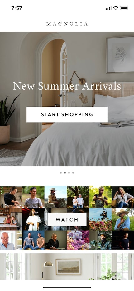 Screen grab of the direct link to Magnolia shopping on a new mobile streaming app launched...